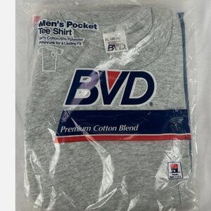 NEW Vintage 1988 Gray BVD Pocket Tee T Shirt Mens XL 46 48 Cotton Blend